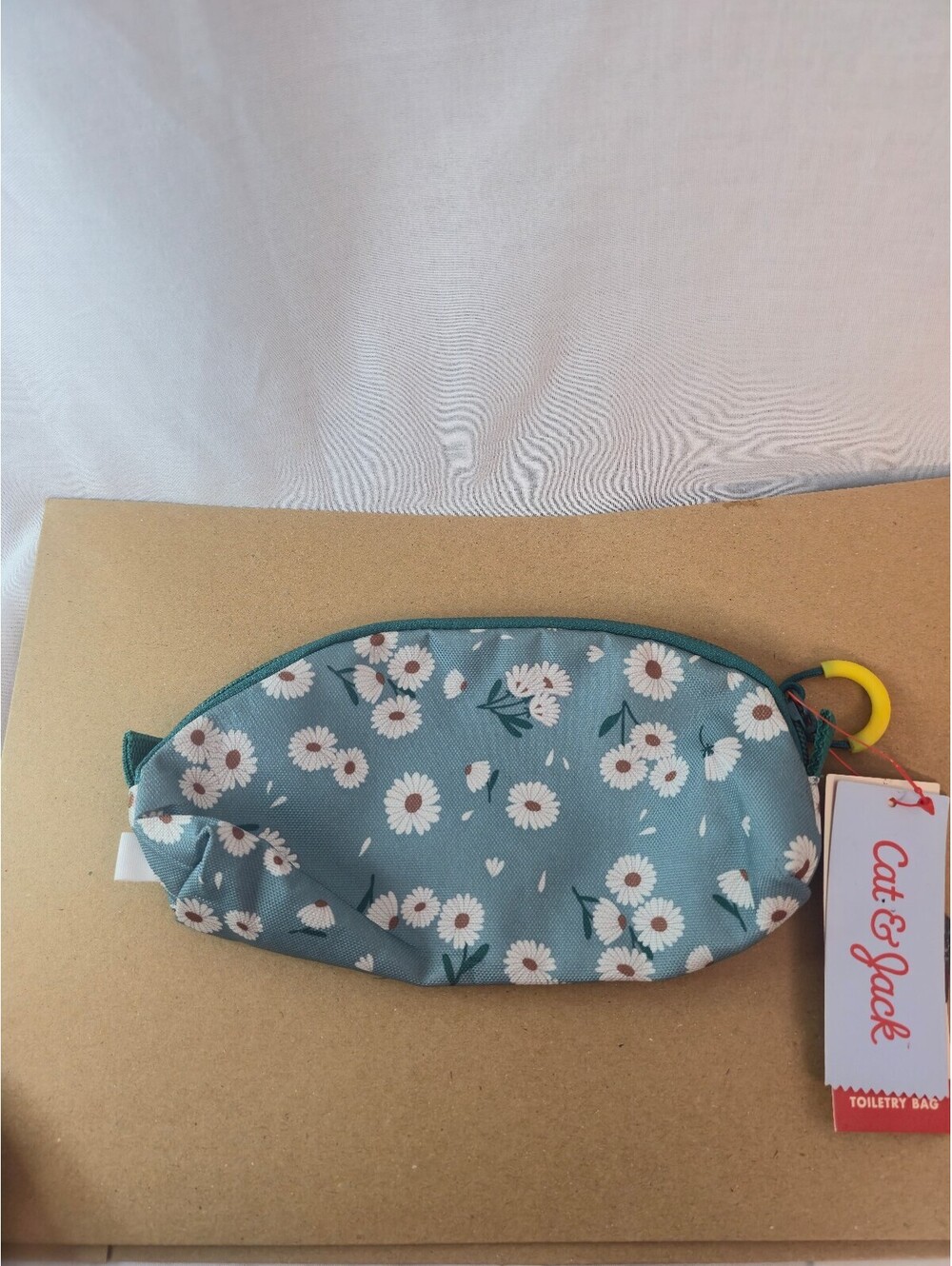 Cat & Jack Daisy Toiletry Bag Turquoise Floral Zipper Travel Pouch NWT